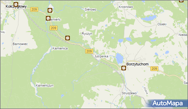 mapa Jutrzenka gmina Borzytuchom, Jutrzenka gmina Borzytuchom na mapie Targeo