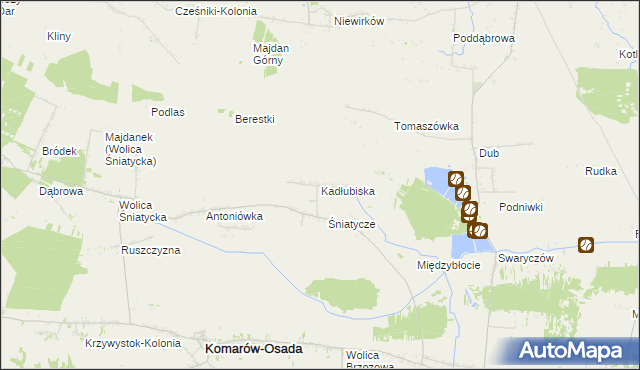 mapa Kadłubiska gmina Komarów-Osada, Kadłubiska gmina Komarów-Osada na mapie Targeo