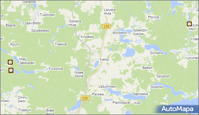 mapa Kalisz gmina Dziemiany, Kalisz gmina Dziemiany na mapie Targeo