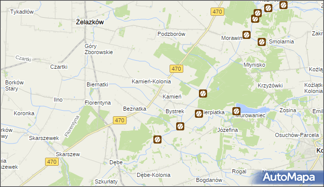 mapa Kamień gmina Ceków-Kolonia, Kamień gmina Ceków-Kolonia na mapie Targeo