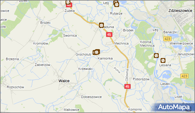 mapa Kamionka gmina Reńska Wieś, Kamionka gmina Reńska Wieś na mapie Targeo