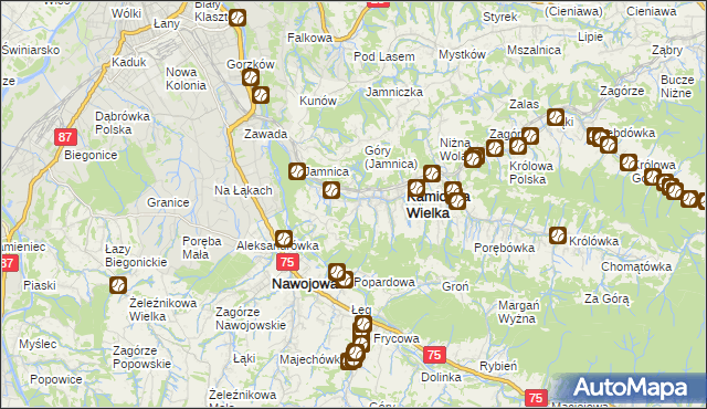 mapa Kamionka Mała gmina Kamionka Wielka, Kamionka Mała gmina Kamionka Wielka na mapie Targeo