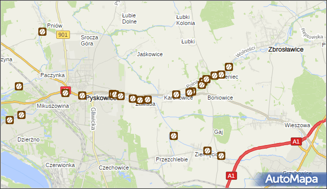 mapa Karchowice, Karchowice na mapie Targeo