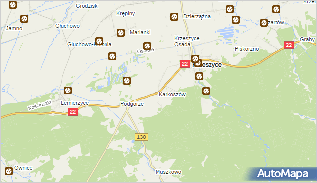 mapa Karkoszów, Karkoszów na mapie Targeo