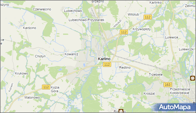 mapa Karlino, Karlino na mapie Targeo