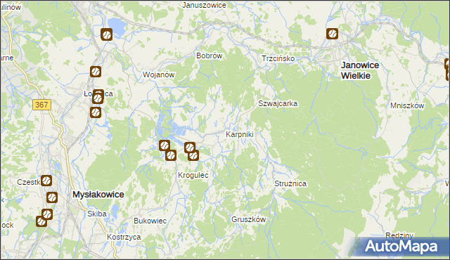 mapa Karpniki gmina Mysłakowice, Karpniki gmina Mysłakowice na mapie Targeo