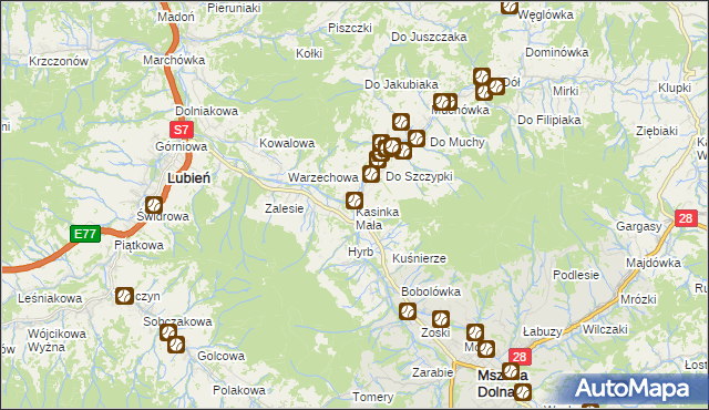 mapa Kasinka Mała, Kasinka Mała na mapie Targeo