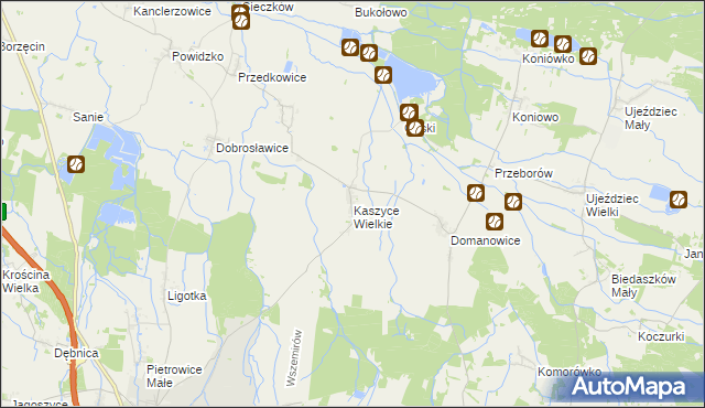 mapa Kaszyce Wielkie, Kaszyce Wielkie na mapie Targeo