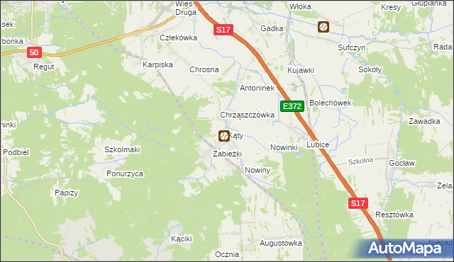 mapa Kąty gmina Kołbiel, Kąty gmina Kołbiel na mapie Targeo