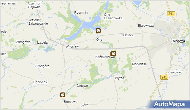 mapa Kaźmierzewo gmina Mrocza, Kaźmierzewo gmina Mrocza na mapie Targeo