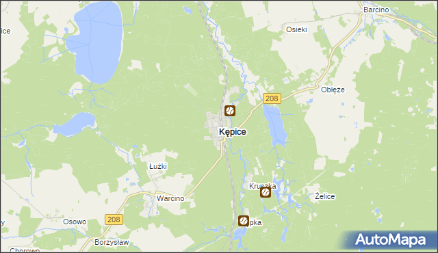 mapa Kępice powiat słupski, Kępice powiat słupski na mapie Targeo