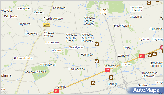 mapa Kiełczew Górny, Kiełczew Górny na mapie Targeo