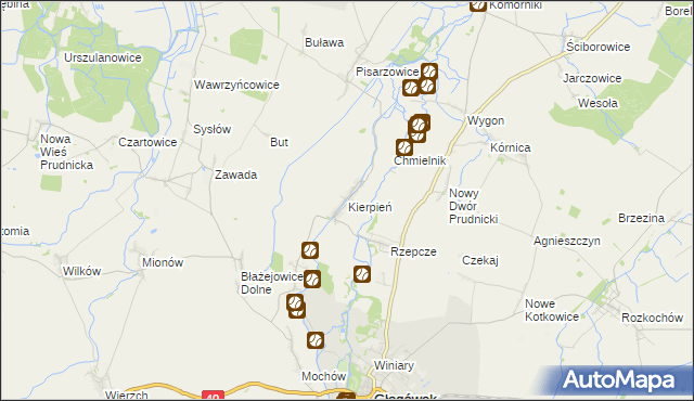 mapa Kierpień, Kierpień na mapie Targeo