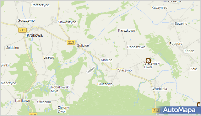 mapa Kłanino gmina Krokowa, Kłanino gmina Krokowa na mapie Targeo