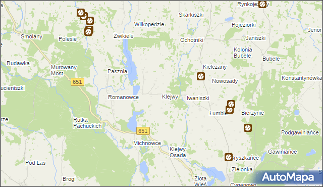 mapa Klejwy, Klejwy na mapie Targeo