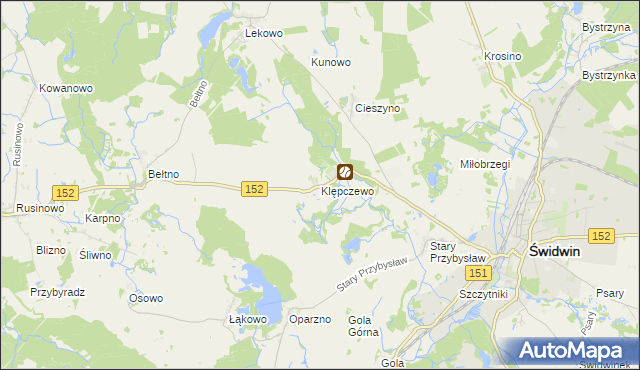 mapa Klępczewo, Klępczewo na mapie Targeo