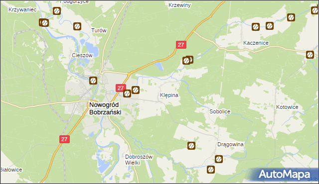 mapa Klępina, Klępina na mapie Targeo