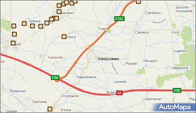 mapa Kleszczewo powiat poznański, Kleszczewo powiat poznański na mapie Targeo