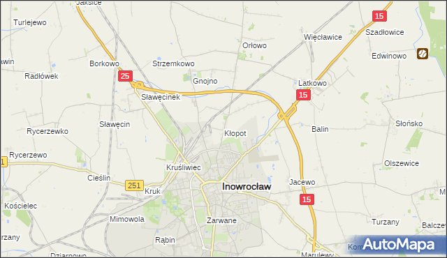 mapa Kłopot gmina Inowrocław, Kłopot gmina Inowrocław na mapie Targeo