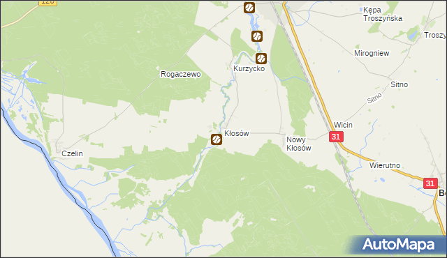 mapa Kłosów gmina Mieszkowice, Kłosów gmina Mieszkowice na mapie Targeo