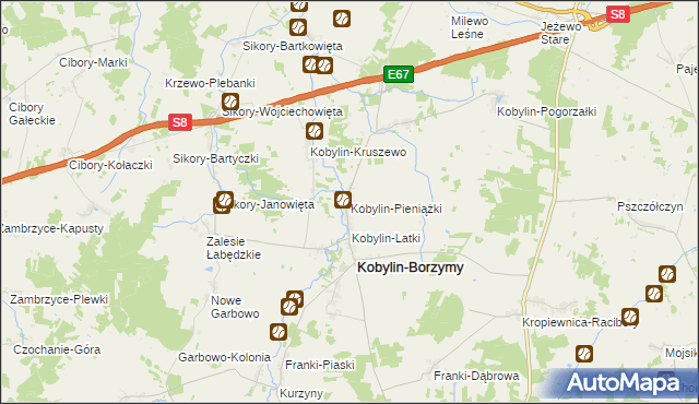 mapa Kobylin-Pieniążki, Kobylin-Pieniążki na mapie Targeo