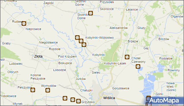 mapa Kobylniki gmina Wiślica, Kobylniki gmina Wiślica na mapie Targeo