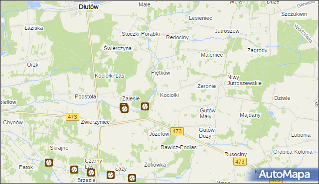 mapa Kociołki gmina Grabica, Kociołki gmina Grabica na mapie Targeo