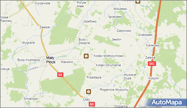 mapa Kołaki-Wietrzychowo, Kołaki-Wietrzychowo na mapie Targeo