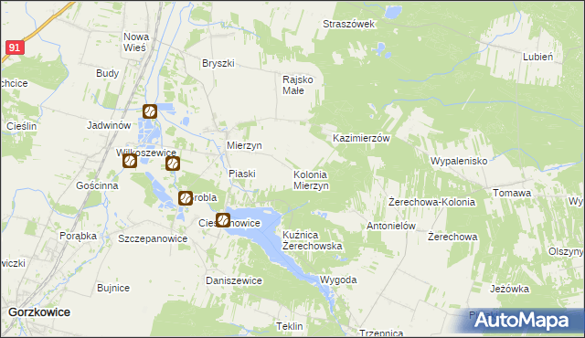 mapa Kolonia Mierzyn, Kolonia Mierzyn na mapie Targeo