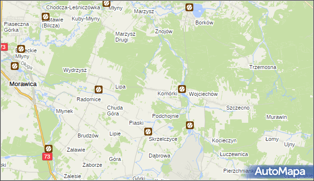 mapa Komórki, Komórki na mapie Targeo