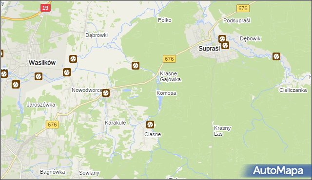 mapa Komosa, Komosa na mapie Targeo