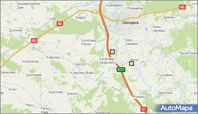 mapa Kondrajec Szlachecki, Kondrajec Szlachecki na mapie Targeo