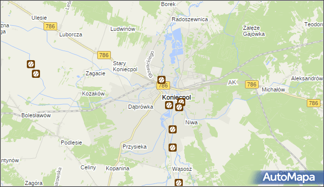 mapa Koniecpol, Koniecpol na mapie Targeo