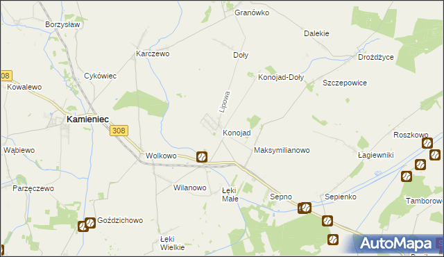 mapa Konojad, Konojad na mapie Targeo