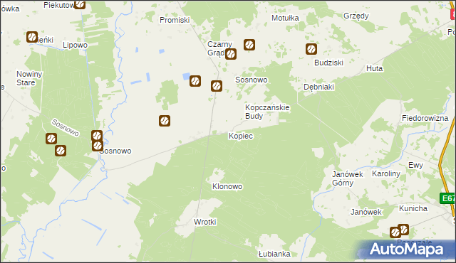 mapa Kopiec gmina Sztabin, Kopiec gmina Sztabin na mapie Targeo