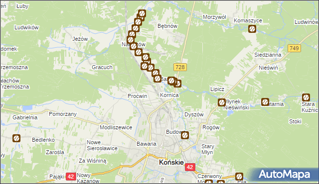 mapa Kornica, Kornica na mapie Targeo