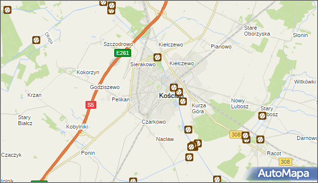 mapa Kościan, Kościan na mapie Targeo