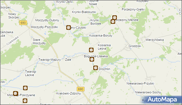 mapa Kosianka Stara, Kosianka Stara na mapie Targeo