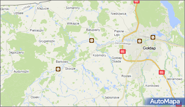 mapa Kośmidry gmina Gołdap, Kośmidry gmina Gołdap na mapie Targeo