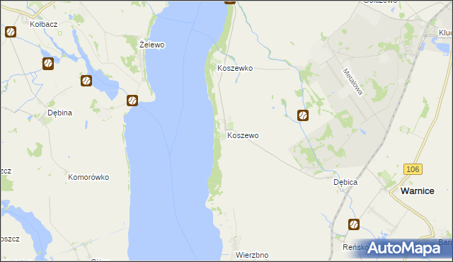 mapa Koszewo gmina Stargard, Koszewo gmina Stargard na mapie Targeo