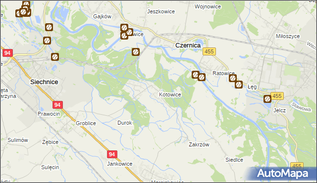 mapa Kotowice gmina Siechnice, Kotowice gmina Siechnice na mapie Targeo