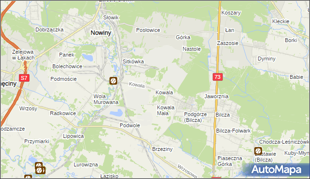 mapa Kowala gmina Sitkówka-Nowiny, Kowala gmina Sitkówka-Nowiny na mapie Targeo