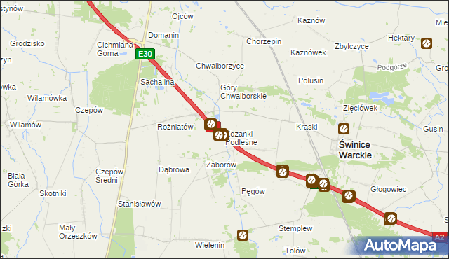 mapa Kozanki Podleśne, Kozanki Podleśne na mapie Targeo