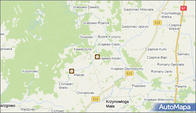 mapa Krajewo-Kłódki, Krajewo-Kłódki na mapie Targeo