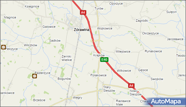 mapa Krajków gmina Żórawina, Krajków gmina Żórawina na mapie Targeo