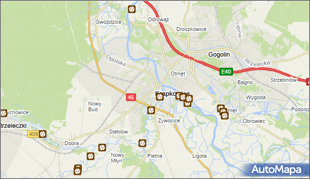 mapa Krapkowice, Krapkowice na mapie Targeo