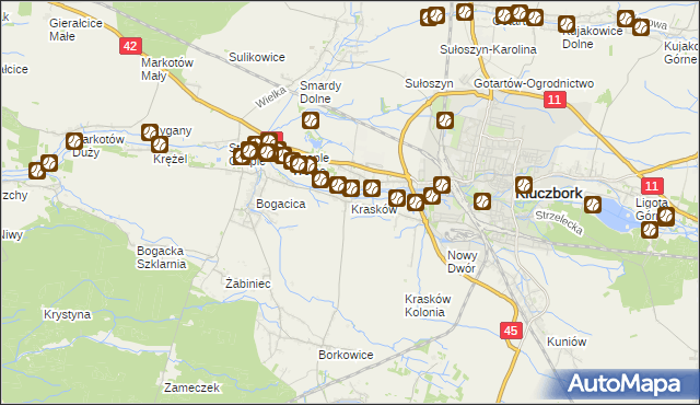 mapa Krasków gmina Kluczbork, Krasków gmina Kluczbork na mapie Targeo