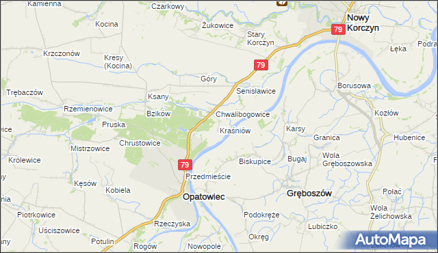 mapa Kraśniów, Kraśniów na mapie Targeo