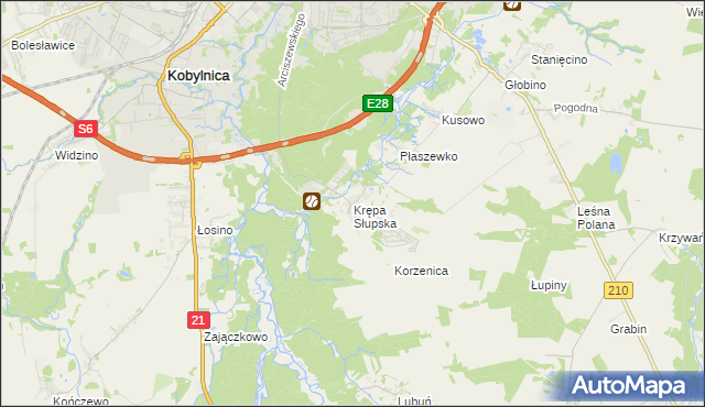mapa Krępa Słupska, Krępa Słupska na mapie Targeo