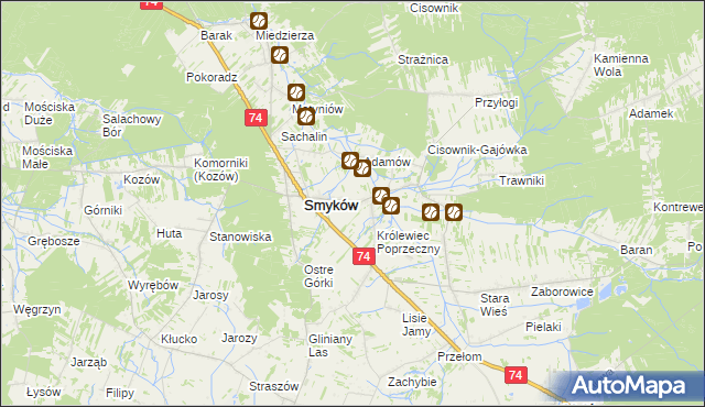 mapa Królewiec gmina Smyków, Królewiec gmina Smyków na mapie Targeo